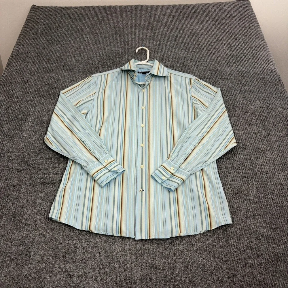 Banana Republic Button Up Mens M‎ Blue Striped Long Sleeve Casual Office Style